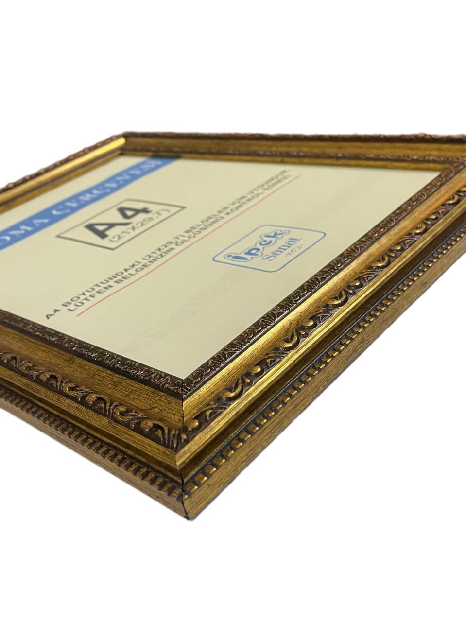 A4 Boyutunda Çerçeve Antik Gold 2