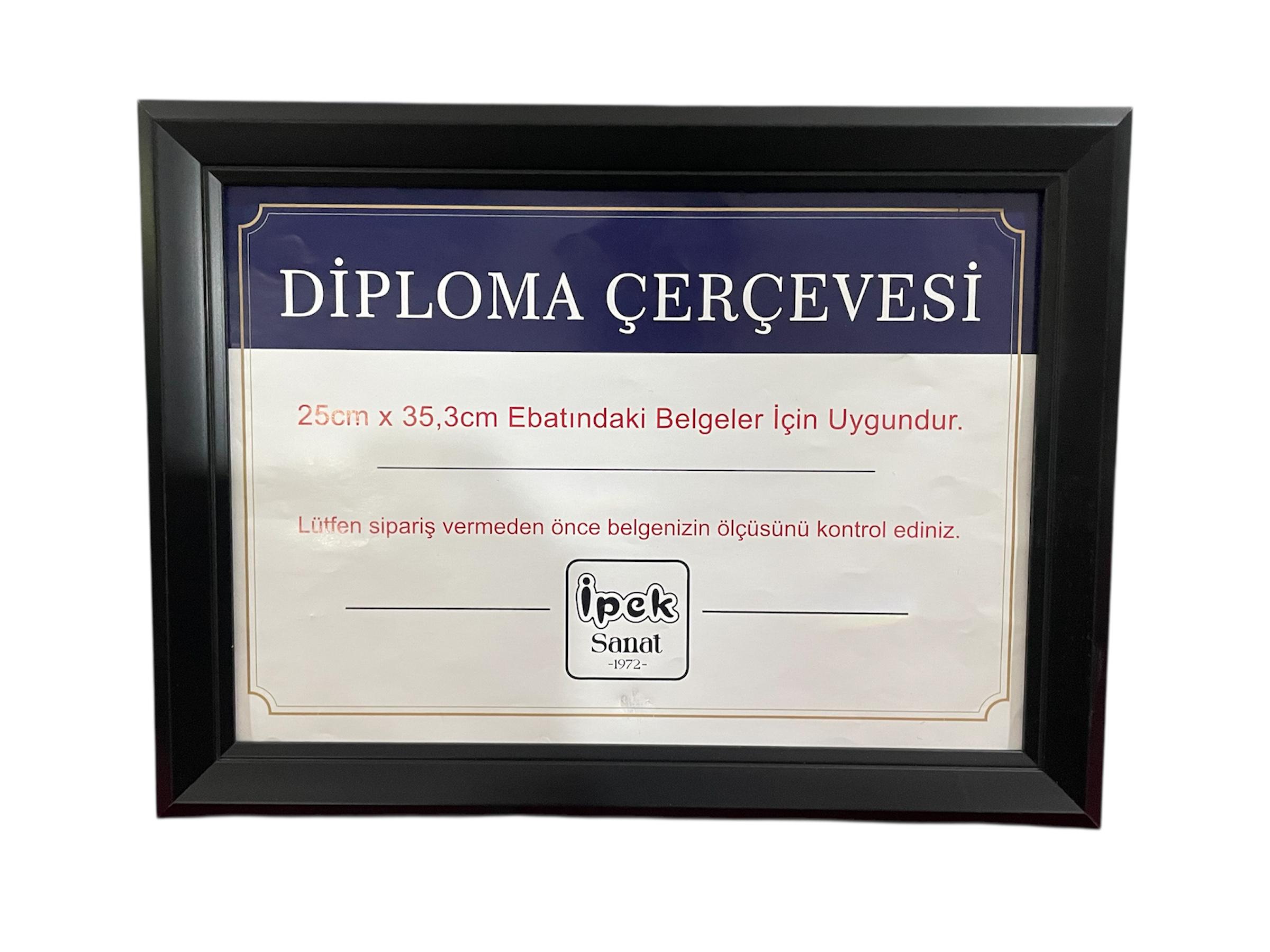 Diploma Çerçevesi 25x35 Boyutta Siyah