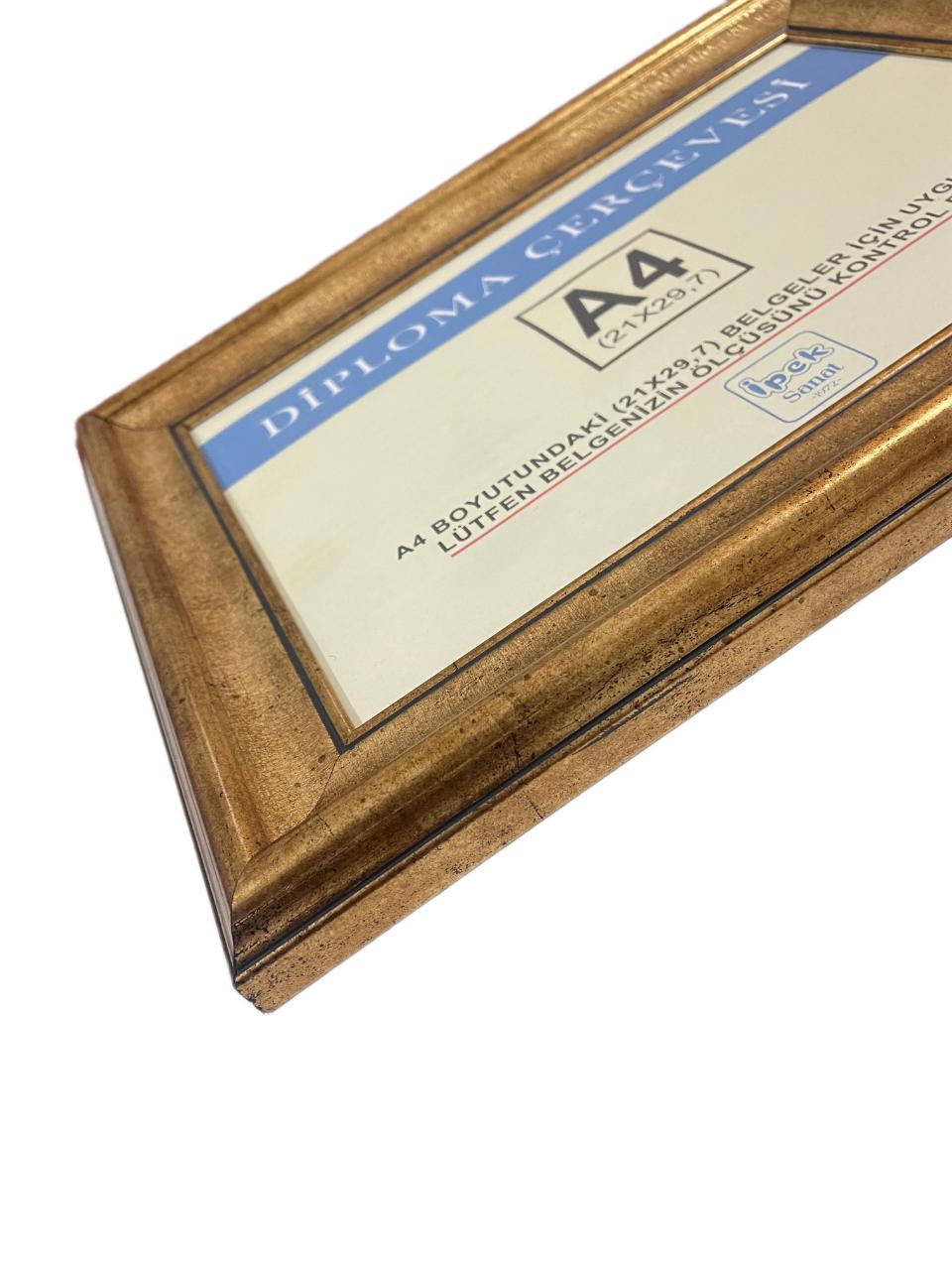 A4 Boyutunda Çerçeve Antik Gold 1