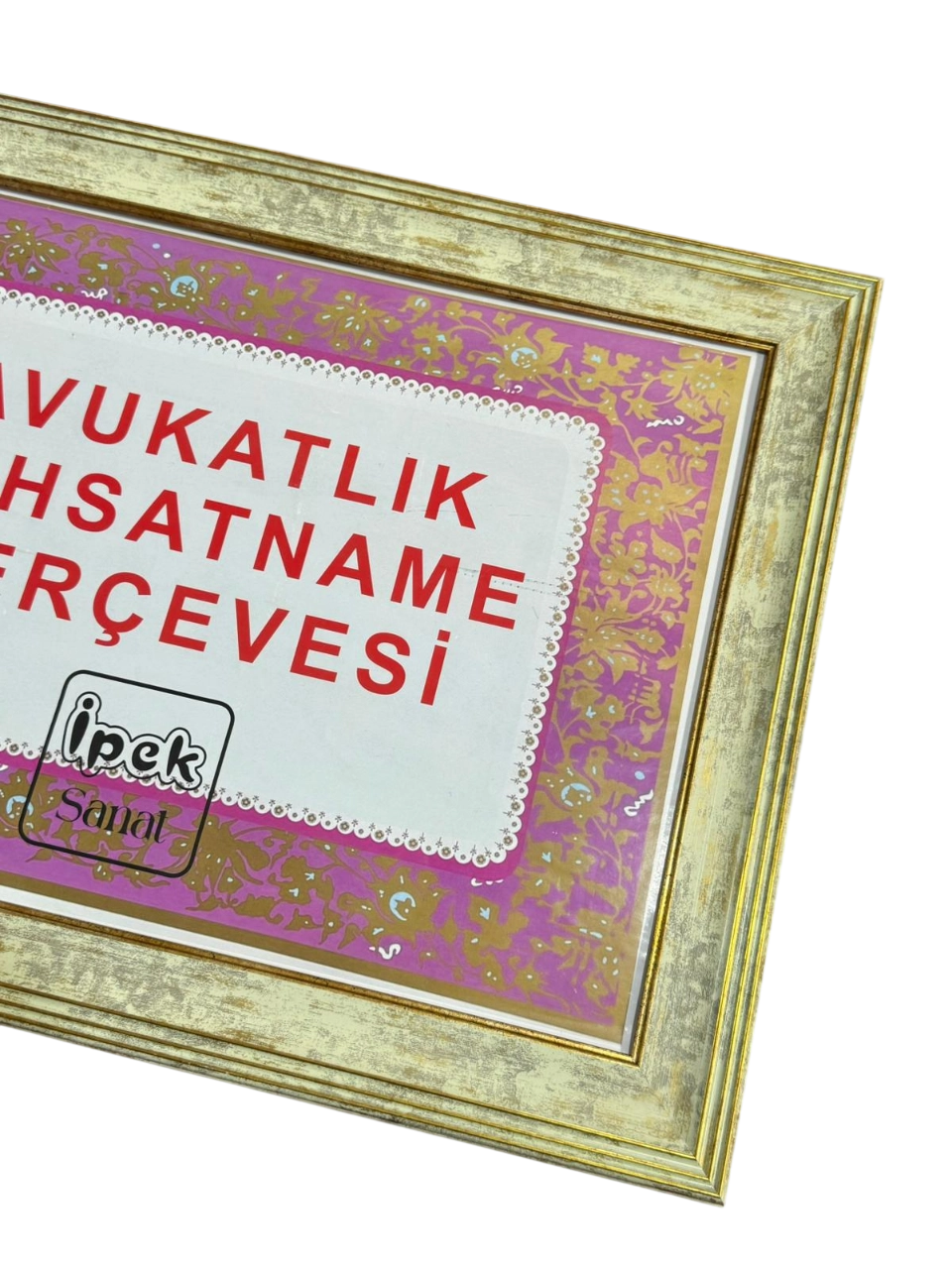 Krem Renk Avukatlık Ruhsatname Çerçevesi - Gold ve Krem