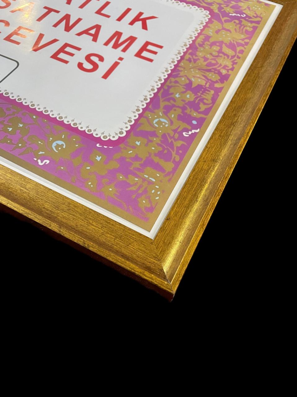 Avukatlık Ruhsat Çerçevesi Zarif Model Altın Renk