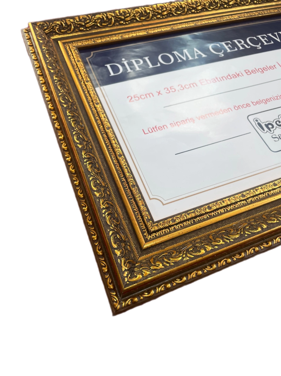 Diploma Çerçevesi 25x35 Boyutta Varaklı Altın