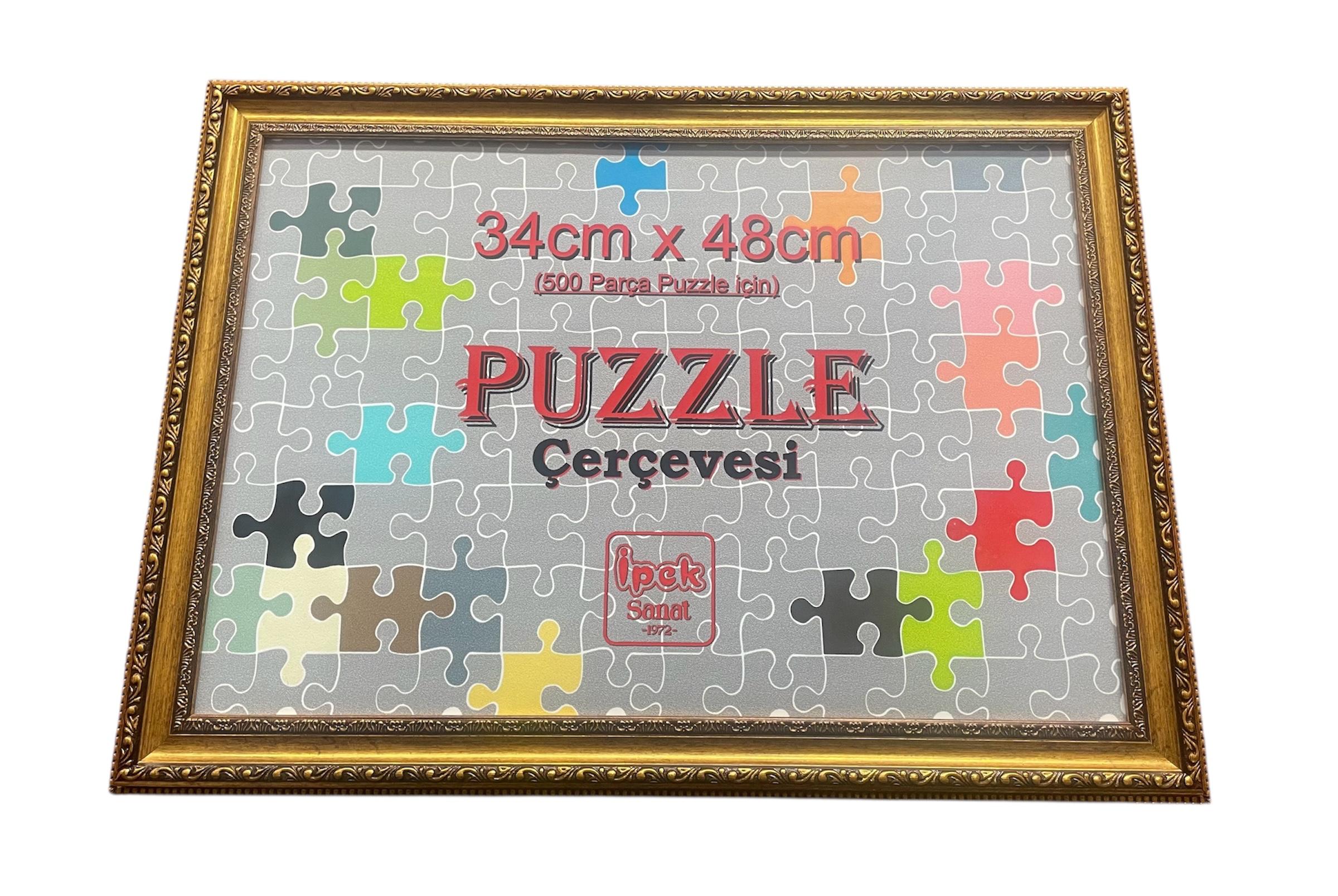 Puzzle Çerçevesi - 500 Parça Puzzle İçin - GOLD Renk - Motifli
