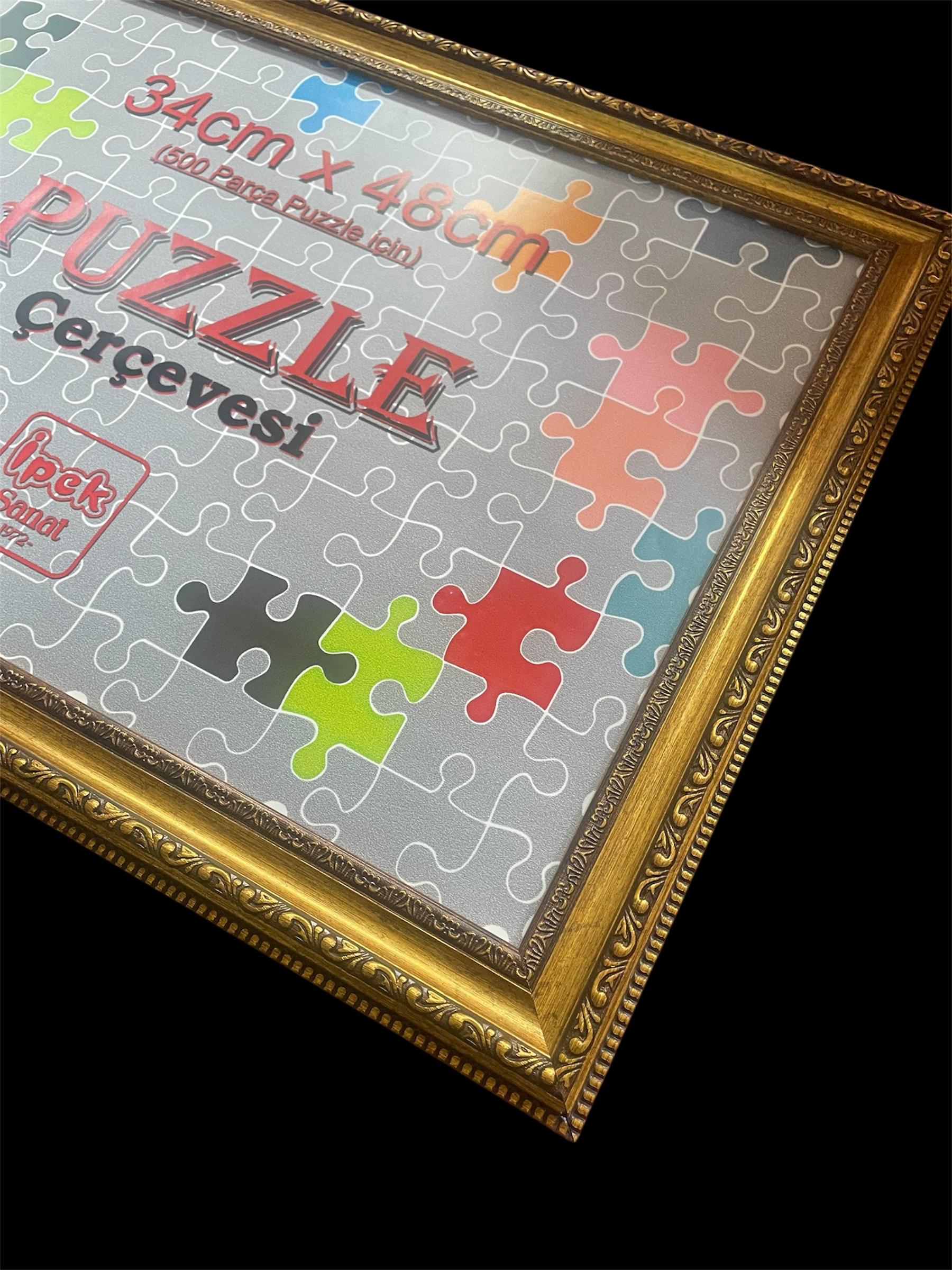Puzzle Çerçevesi - 500 Parça Puzzle İçin - GOLD Renk - Motifli