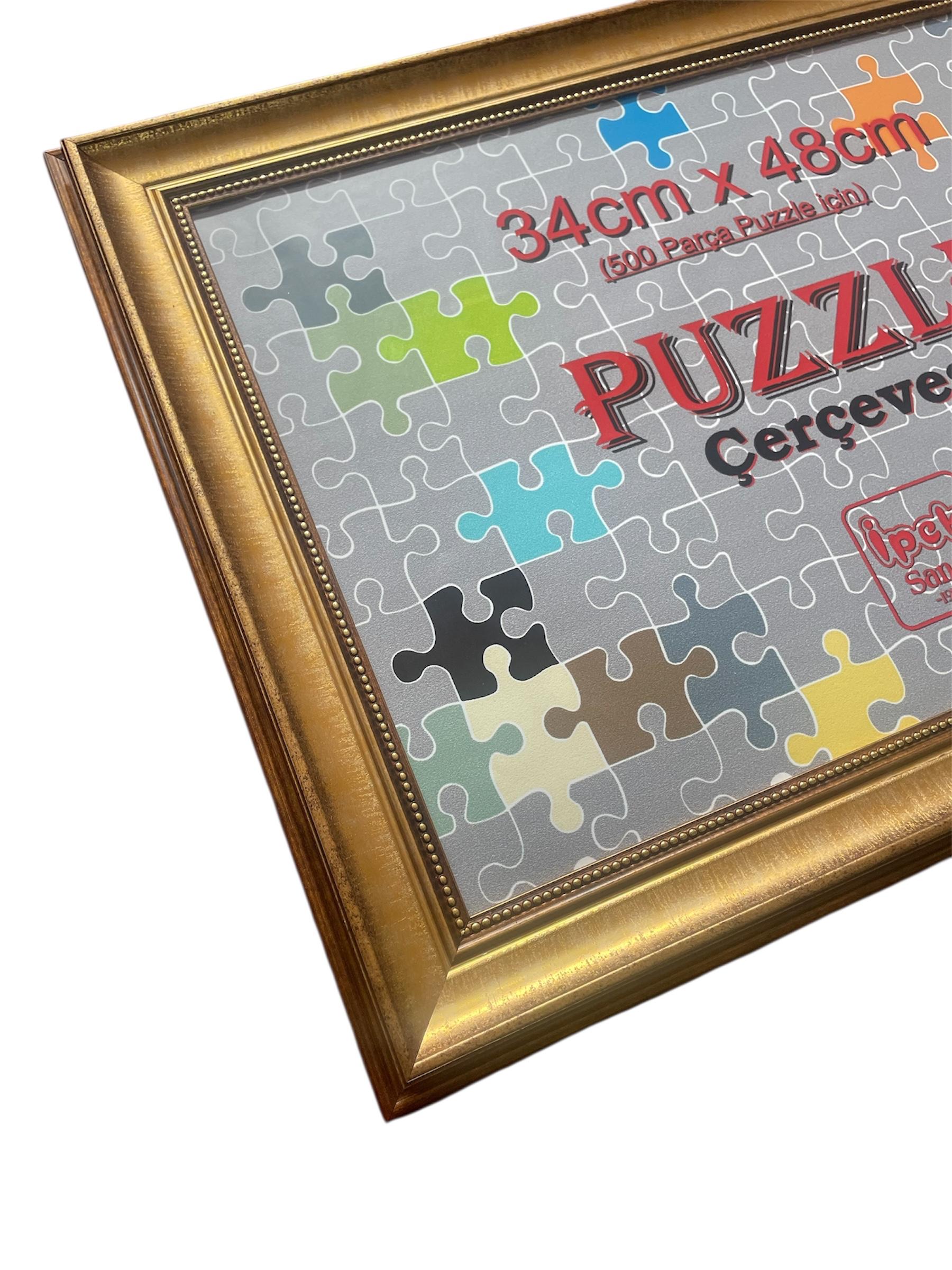 Puzzle Çerçevesi - 500 Parça Puzzle İçin - Gold Renk Puntolu