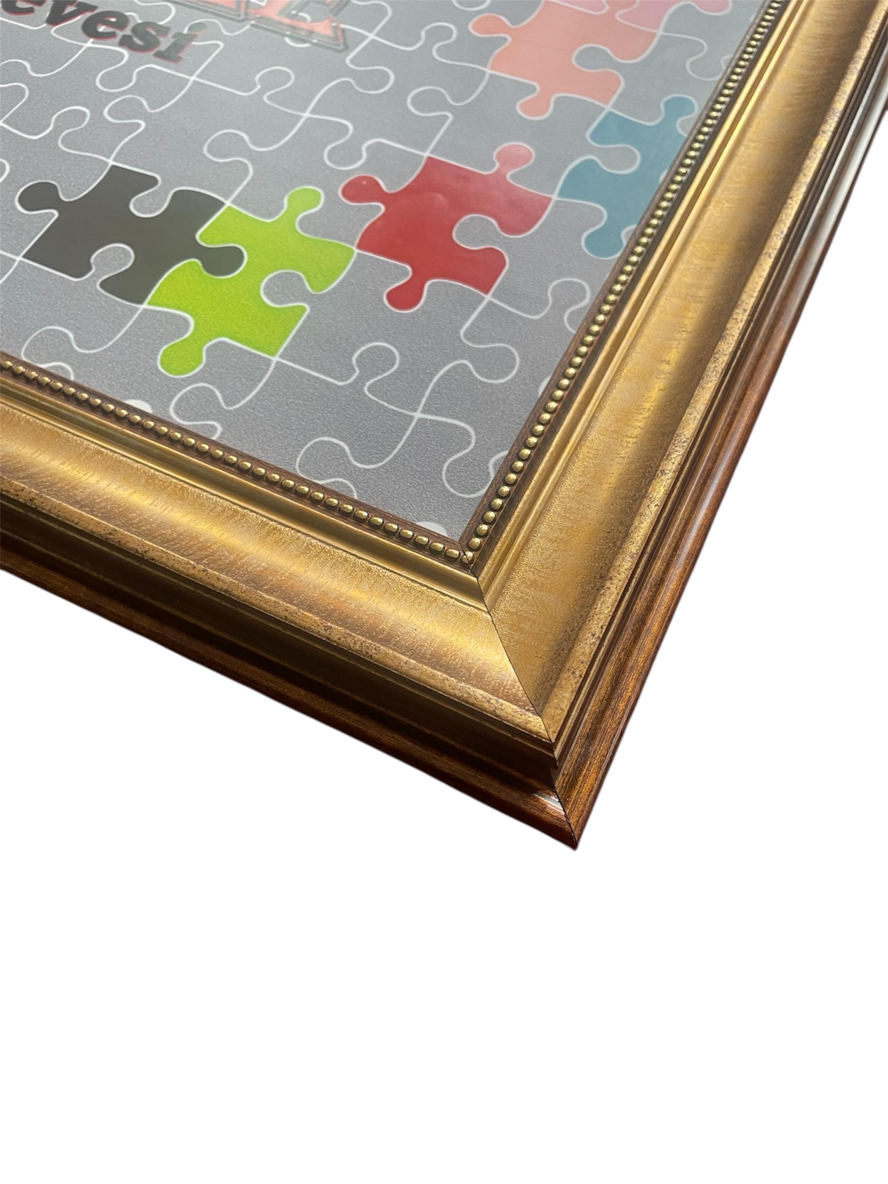 Puzzle Çerçevesi - 500 Parça Puzzle İçin - Gold Renk Puntolu