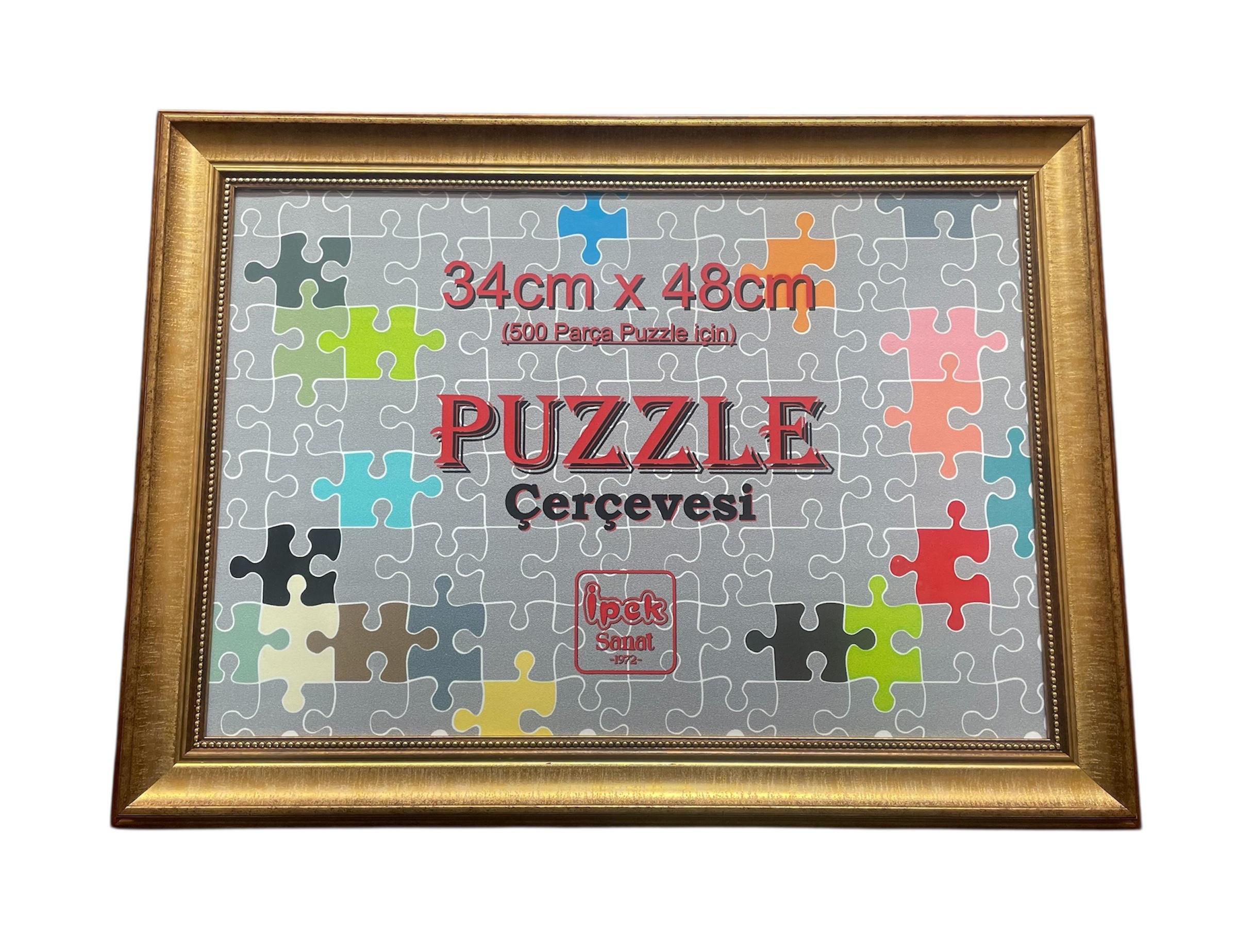 Puzzle Çerçevesi - 500 Parça Puzzle İçin - Gold Renk Puntolu