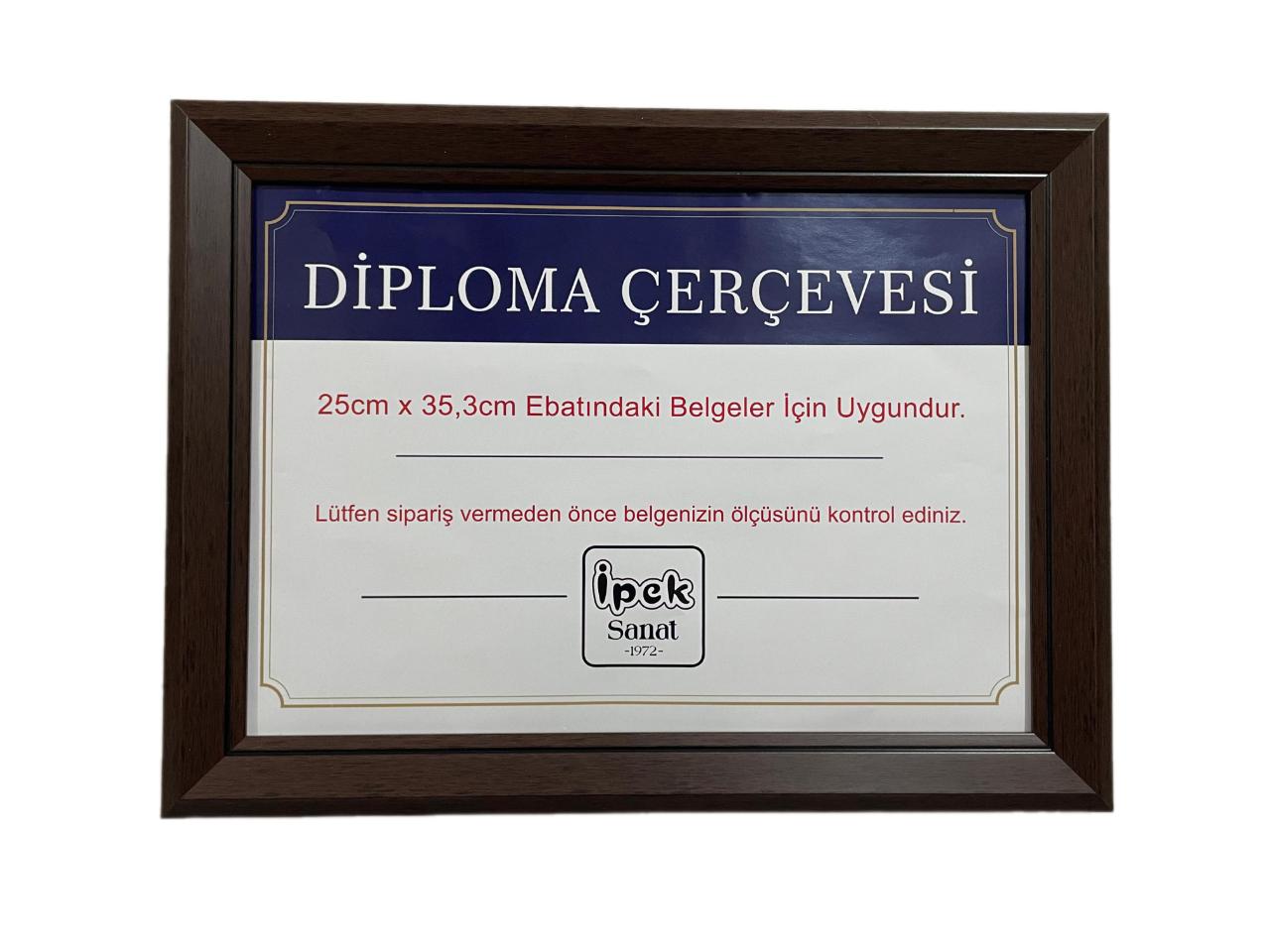 Diploma Çerçevesi 25x35 Boyutta Kahverengi