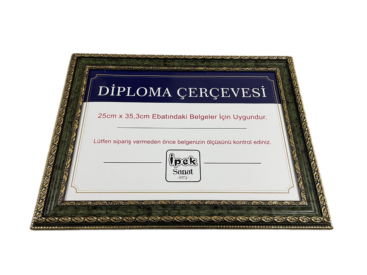 Diploma Çerçevesi 25x35 Boyutta Antik Yeşil