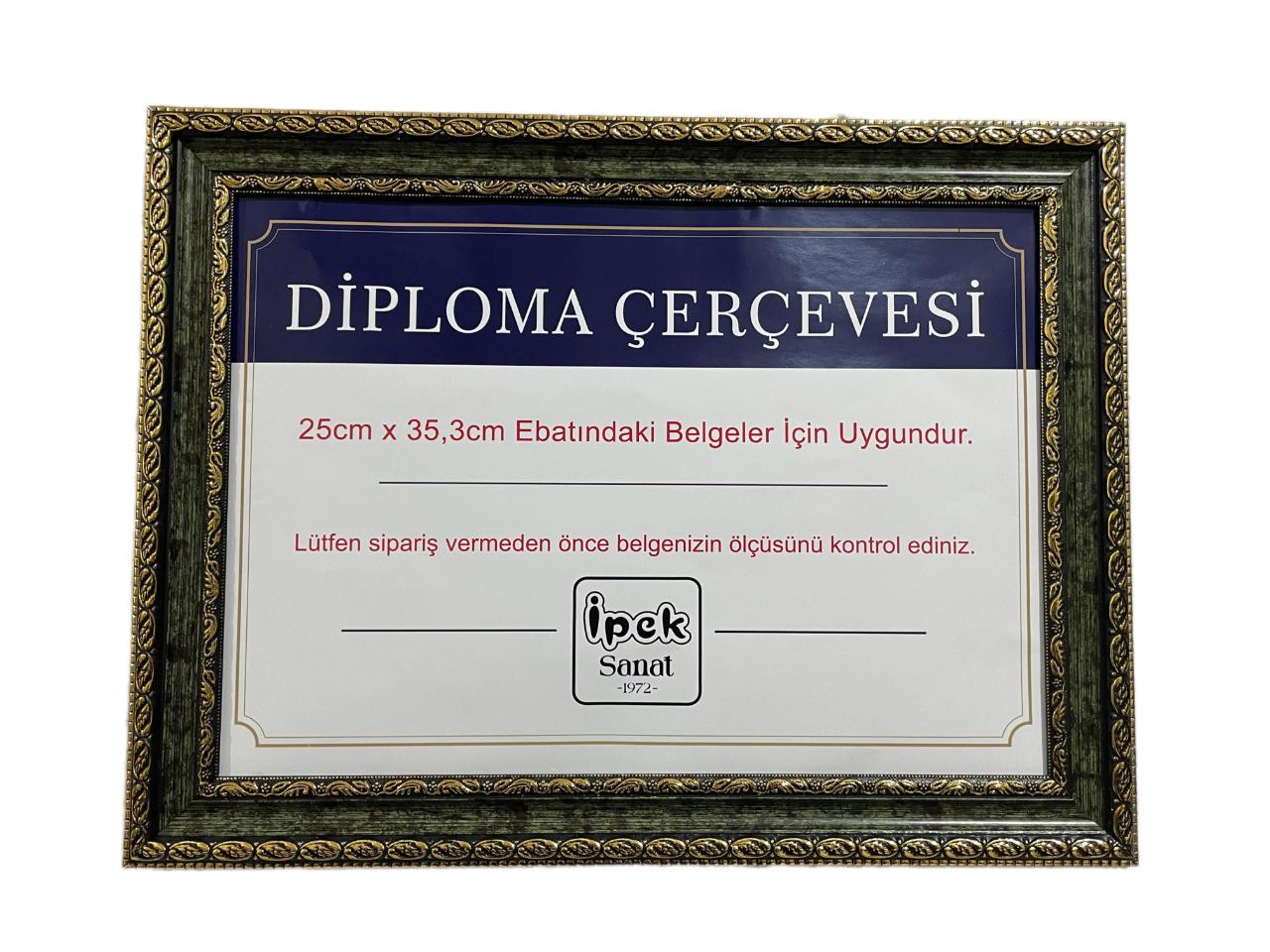 Diploma Çerçevesi 25x35 Boyutta Antik Yeşil