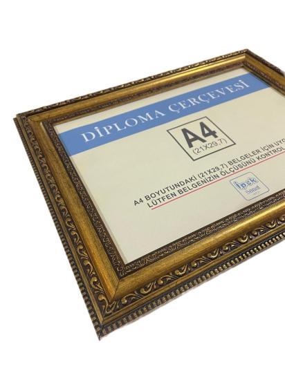 A4 Boyutunda Çerçeve Antik Gold