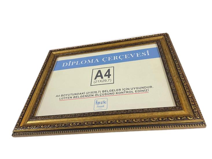 A4 Boyutunda Çerçeve Antik Gold