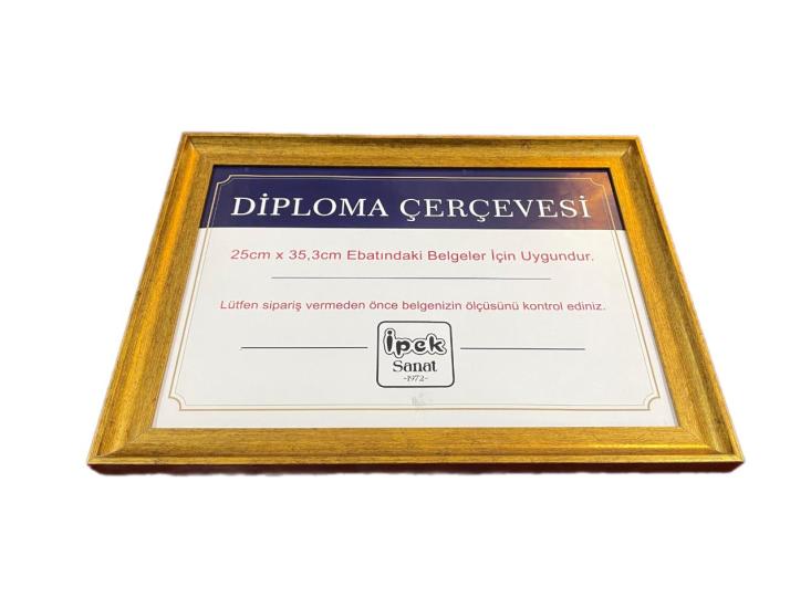 Diploma Çerçevesi 25x35 Boyutta Zarif Altın Renk