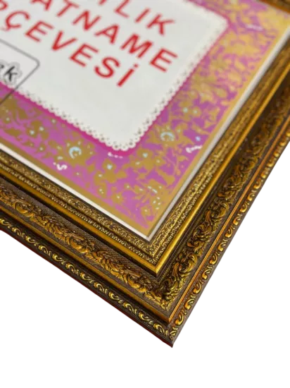 Avukatlık Ruhsat Çerçevesi Motifli Altın Renk - Camlı