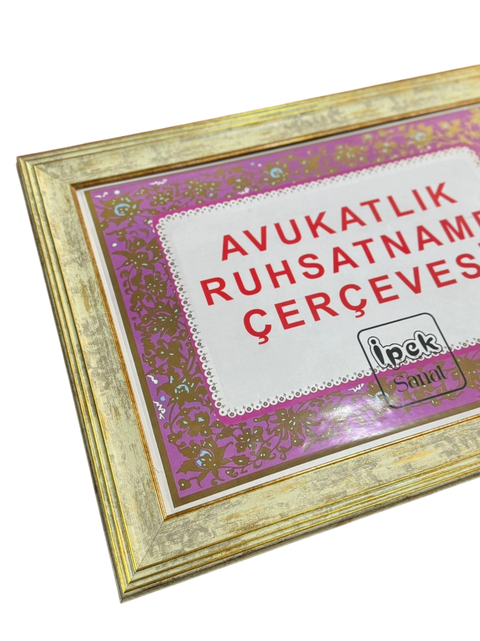Krem Renk Avukatlık Ruhsatname Çerçevesi - Gold ve Krem