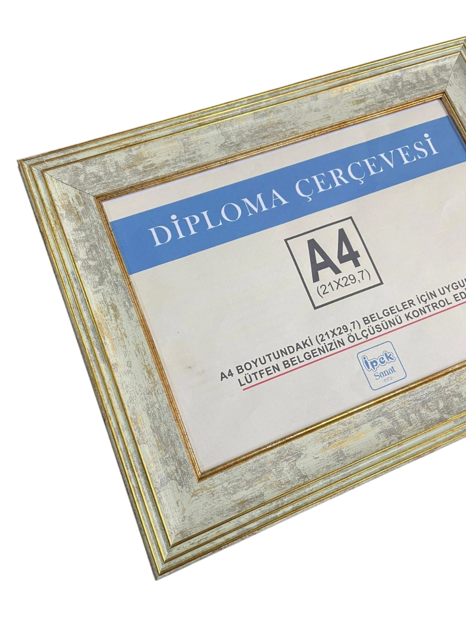 A4 Boyutunda Diploma ve Sertifika Çerçevesi - Krem Gold Detaylı
