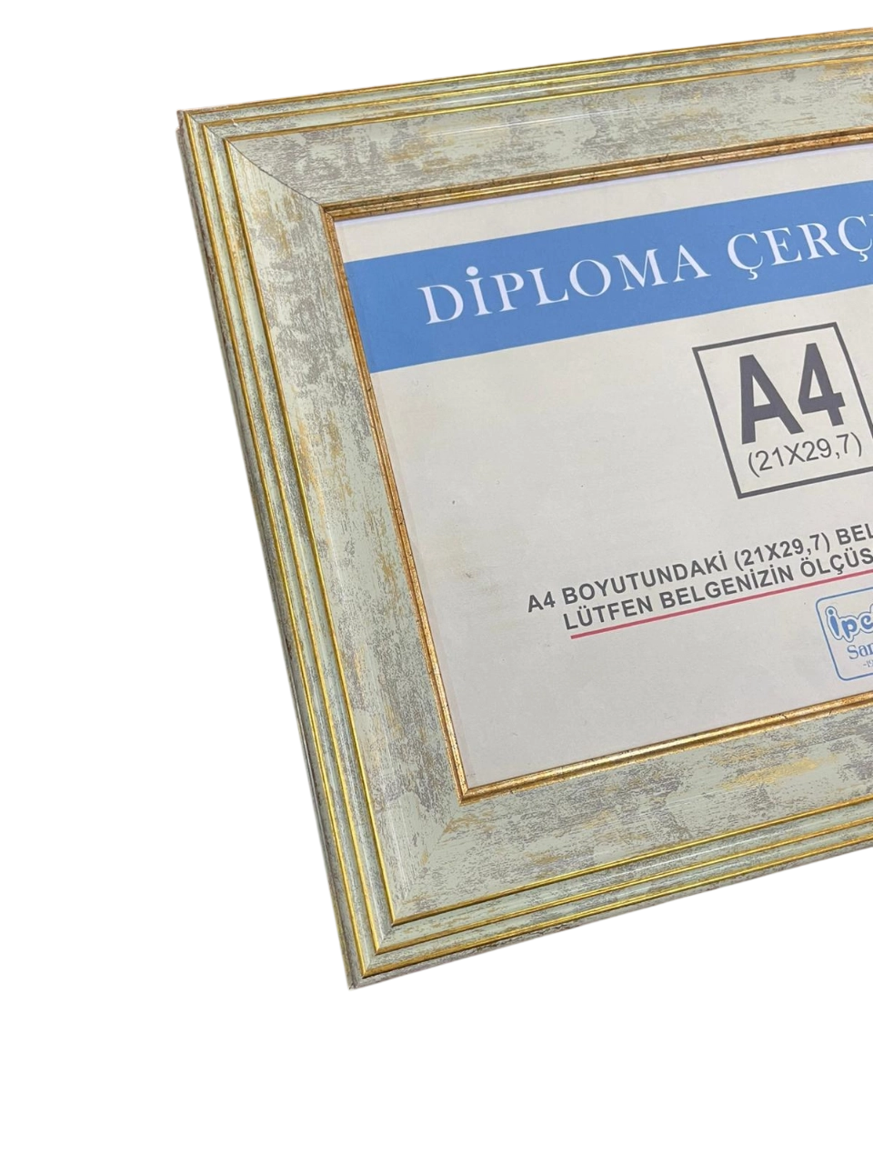 A4 Boyutunda Diploma ve Sertifika Çerçevesi - Krem Gold Detaylı