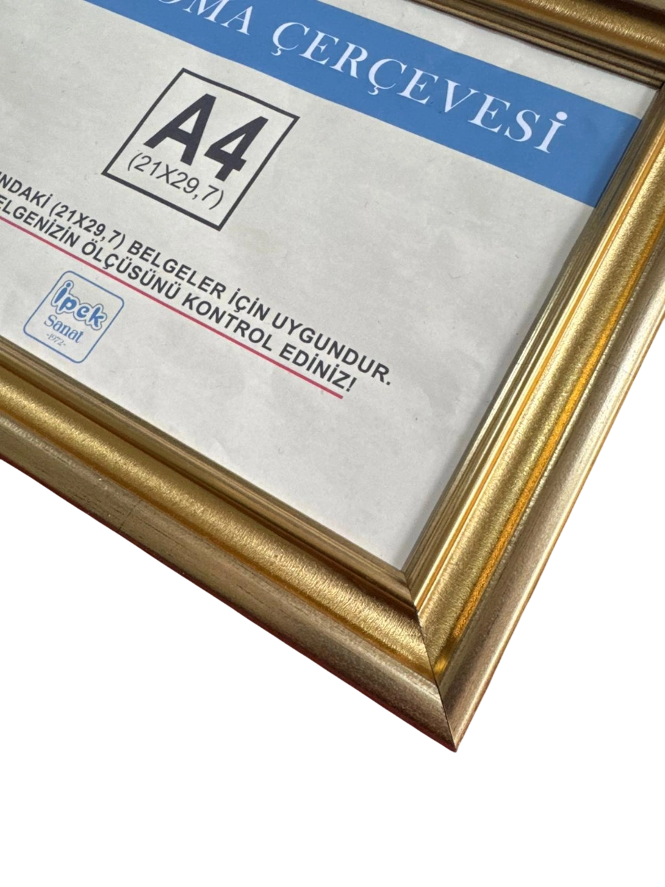 A4 Boyutunda Diploma ve Sertifika Çerçevesi Altın Renk