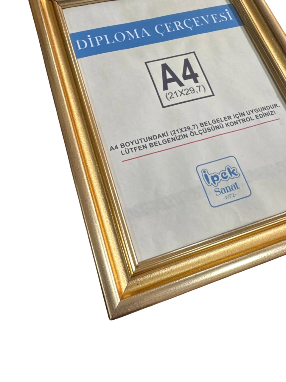 A4 Boyutunda Diploma ve Sertifika Çerçevesi Altın Renk